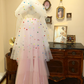 Pink strapless long ball gown, wedding dress R7162
