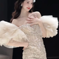 White one-shoulder tassel design waist slim hip cute sexy princess skirt homecoming dress R4227