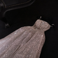 Light champagne-colored halter-neck sequined fitted long ball gown, bridal dress R8825