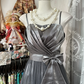 Gray halter-neck fitted straight long ball gown R6329