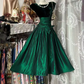 Dark green sleeveless fitted waist elegant ball gown R8115