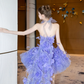 Purple tube top waist fluffy skirt cute princess skirt homecoming dress R4186