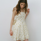 Beige Floral Print Halter Neck Mini Dress Women With Large Bow Detail R9485