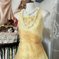 Yellow sleeveless fitted A-line maxi dress, ball gown R6289