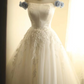 White off-the-shoulder fitted waist slim-fitting ball gown with a full skirt R6768