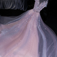 Light purple sequined fitted long ball gown with a cinched waist and full skirt R8735