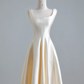 Champagne-colored halter-neck fitted long ball gown R8142
