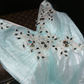 Light blue high-waisted fitted long ball gown R7048
