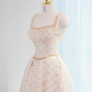 Light apricot halter-neck fitted long ball gown R9005