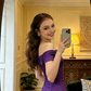 Purple off-the-shoulder fitted long sexy ball gown R8612