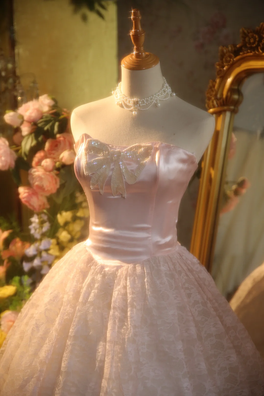 Light pink strapless fitted waist ball gown/bridal dress R7261