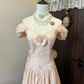 Pink elegant retro waist slim fit long skirt homecoming dress R4267