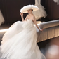 White tube top elegant waist slim tulle skirt hem bridal dress R6050