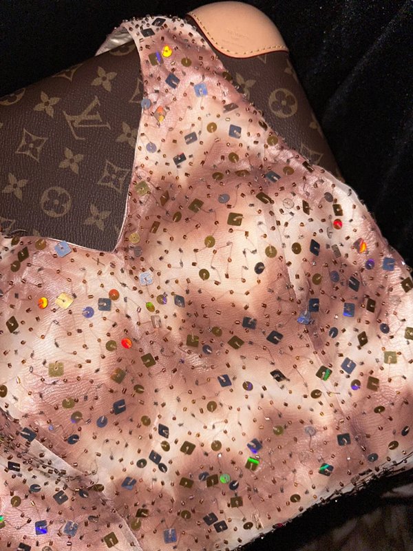 Pinkish-brown halter neck fitted waist long ball gown R6888