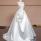 Off-white strapless, fitted waist, full skirt, long ball gown, bridal dress R8308