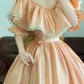 Light Orange Waist-Cinched Puffball Skirt Ball Gown, Bridal Gown R7340