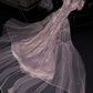 Light purple round neck fitted waist long elegant ball gown, bridal dress R8765