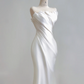 White strapless fitted mermaid-style long ball gown R8163