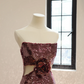 Deep red strapless, fitted waist, sexy long sequined ball gown, bridal dress R8551