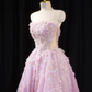 Light purple strapless, fitted waist, full skirt, long ball gown, bridal dress R8915
