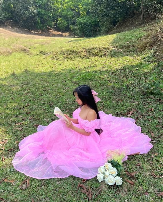 Vibrant Tulle Flowy Prom Gown Dusty Pink Women's Corset Maxi Evening Dress Birthday Dress RS2920