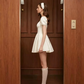 Balletcore Puff Sleeve Corset Mini Dress with Sweetheart Neck R9154