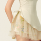 White Sleeveless Peplum Dress with Sheer Embroidered Tulle Underskirt R9220