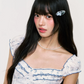 White Floral Corset Mini Dress with Ruffled Trim Neckline, Puff Cap Sleeves, Pleated Skirt and Smocked Back R9252