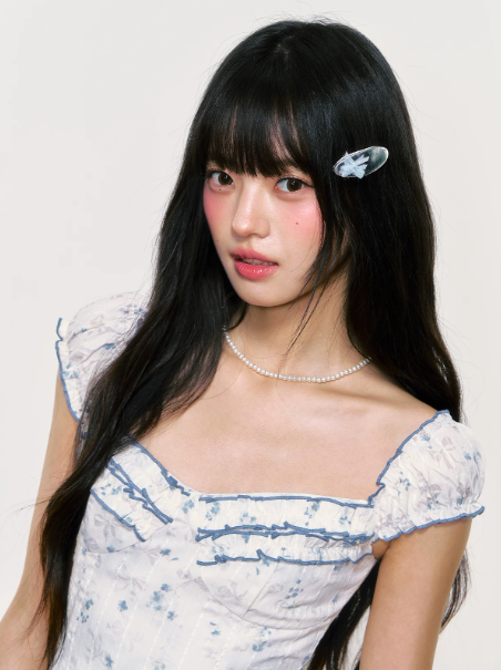 White Floral Corset Mini Dress with Ruffled Trim Neckline, Puff Cap Sleeves, Pleated Skirt and Smocked Back R9252