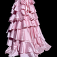 Pink strapless fitted waist bodycon tiered skirt ball gown R8097