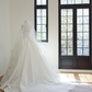 White strapless, fitted waist, full skirt, long ball gown, bridal dress R8512