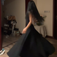 Black halter-neck fitted long elegant ball gown R8078