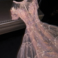 Light purple round neck fitted waist long elegant ball gown, bridal dress R8765