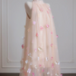 Pink sleeveless 3D floral straight long ball gown R8229