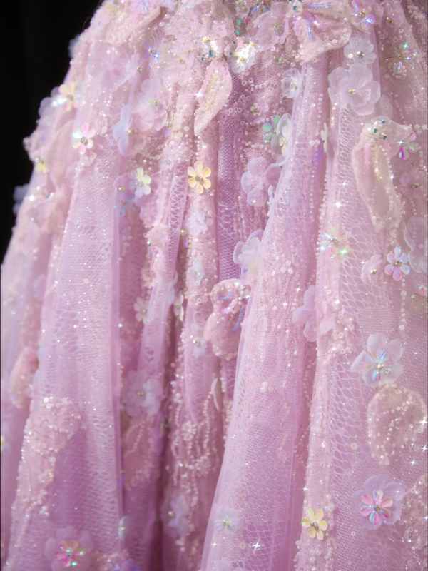 Light purple strapless, fitted waist, full skirt, long ball gown, bridal dress R8915