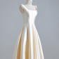 Champagne-colored halter-neck fitted long ball gown R8142