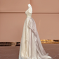 Champagne-colored halter neck, fitted waist, long ball gown/bridal dress R8394