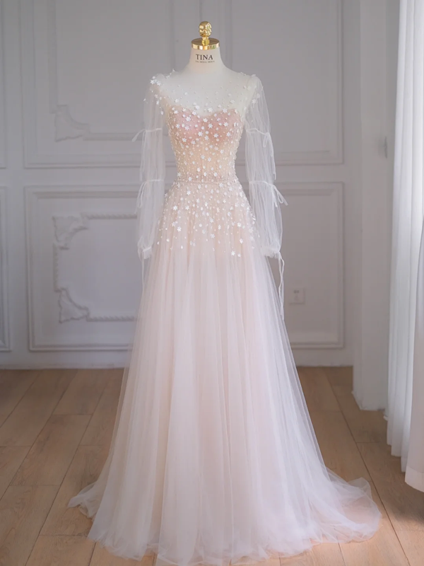 Pink gradient waist slim fantasy long dress ball gown bridal gown R5851