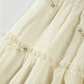 Cream White Embroidered Shirt Dress with Puff Sleeves & Tiered Skirt R9177