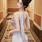 Light purple strapless fitted long ball gown R7528