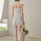 Preppy White Eyelet Lace Dress with Spaghetti Straps and Bow Detail R9266