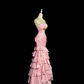 Pink strapless fitted waist bodycon tiered skirt ball gown R8097