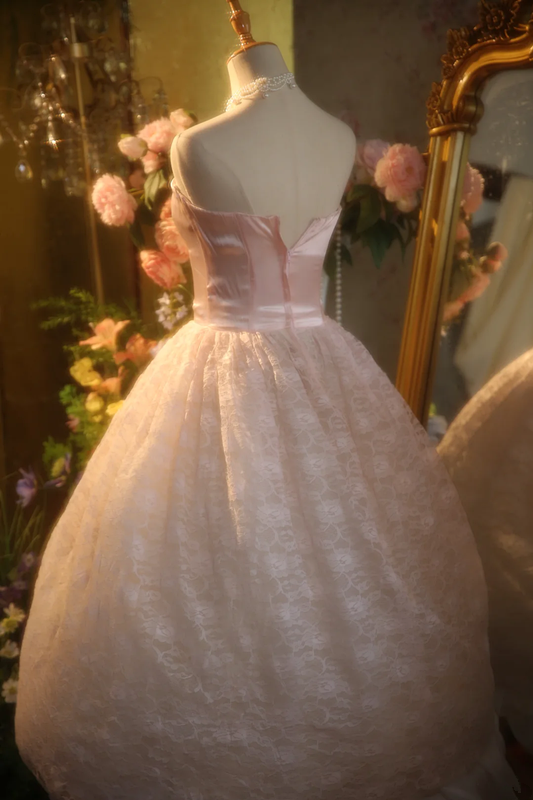 Light pink strapless fitted waist ball gown/bridal dress R7261