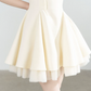 Women's White Halter Neck Mini Dress, Elegant 3D Flower Tiered Tulle Party Dress R9325