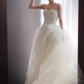 White tube top elegant waist slim tulle skirt hem bridal dress R6050