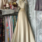 Champagne-colored sleeveless halter neck fitted waist long elegant ball gown R7796