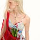Quirky Food Print V-Neck Spaghetti Strap Dress Women Casual Bodycon Short Dress R9347