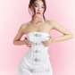 White tube top waist fishbone top A-line short dress homecoming dress R4876
