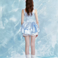 Square Neck Sleeveless Balletcore Dress with Layered Skirt and Lace Shorts R9228