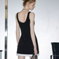 Classic Y2K Black Bodycon Tank Dress With White Hem And Waffle Texture R9319